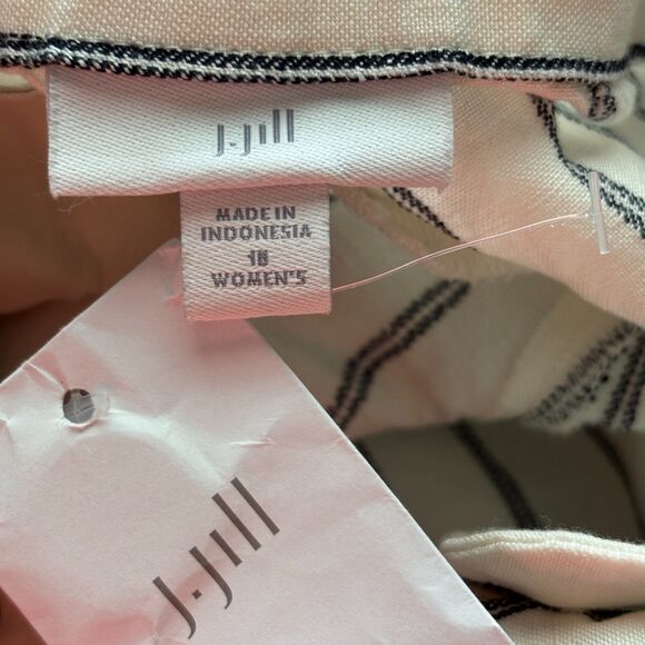 J Jill Lined Linen Blend Pants Cream Striped NWT Lagenlook Coastal Size 18 F103 - Picture 8 of 11